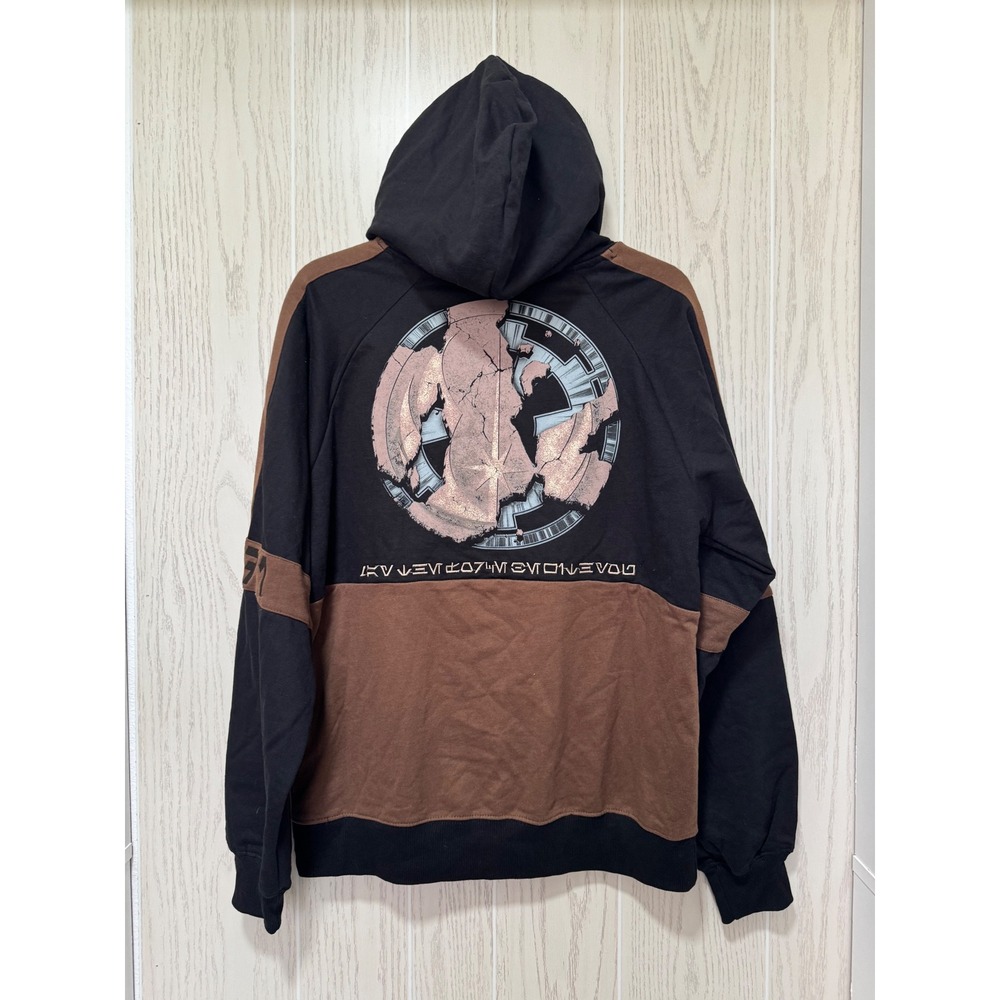 Heroes & Villains Star Wars Rey Hoodie Black Brown Colorblock Mens Small NWT
